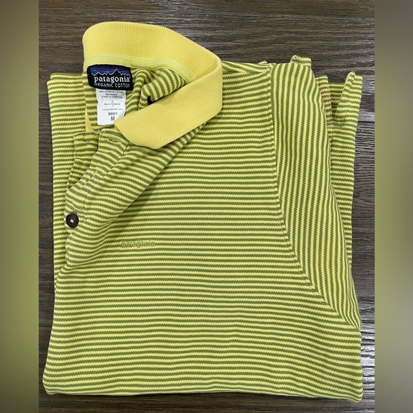 Patagonia Other - Patagonia Organic Cotton Polo Shirt Men’s M Yellow Green Stripe